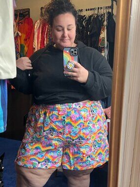 Disney Pride Collection Rainbow Abstract Mickey and Minnie Sweat Shorts